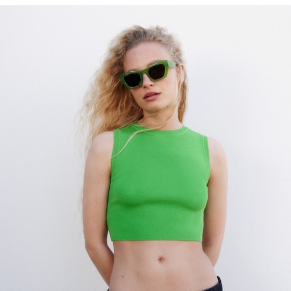 Zara green knit crop top
